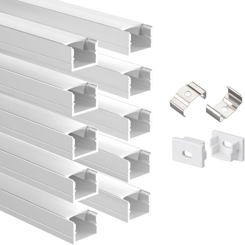 Besseto 10 Pack 1M/3.3Ft LED Aluminum Channel for Wall Panel,Wood Slat Wall Panel LED Strip Light Aluminum Channel Profile for Living Room Bedroom Bathroom Stairs (Silver-10Pack 3.3Ft) - Image 1